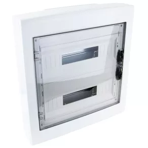   Tracon distribuitor mic de perete, 2/18, cu ușă de culoarea fumului, IP40, fără șină, cu ușă plană EDFKS-18/2