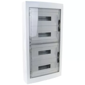   Distribuitor mic de perete, cu 4 rânduri, 72 de module, cu ușă de culoare fum, IP40, fără șină, cu ușă plană EDFKS-18/4 Tracon