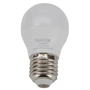   Bec LED sferic de 5 W, soclu E27, 450 lm, 4000 K, lumină albă neutră, unghi de 180°, Ra80, 230 V, LGS455NW Tracon
