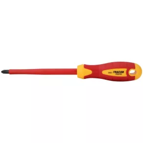   Șurubelniță Pozidriv 1000 V, 150 mm – 8 mm, mâner galben-roșu SD80150PZ3 Tracon