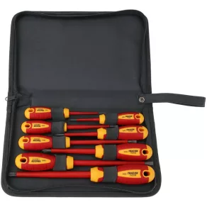   Set de 8 șurubelnițe, izolate la 1000 V, CrV, SLPH, în suport SDSETOF8 Tracon