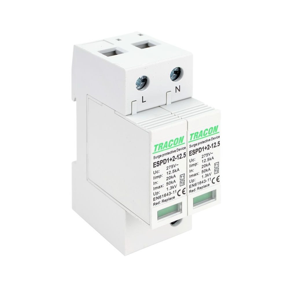 Tracon AC tip T1+T2 supratensiune cu cartuș înlocuibil ESPD1+2-12.5-2P
