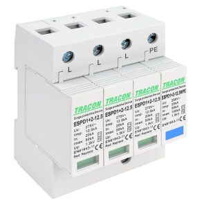   Descărcător de supratensiune Tracon AC tip T1+T2 cu inserție înlocuibilă ESPD1+2-12,5-3+1P