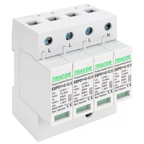   Descărcător de supratensiune de tip AC T1+T2, cu element înlocuibil ESPD1+2-12.5-4P