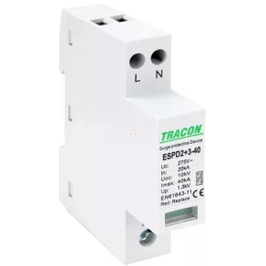   Dispozitiv de descărcare a supratensiunii T2+T3 integrat, tip AC, 2P, Imax 40 kA, ESPD2+3-40-2P
