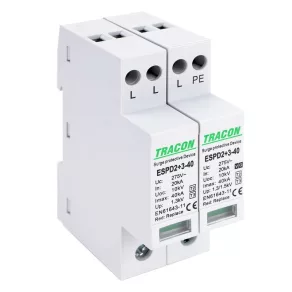  Dispozitiv de descărcare a supratensiunii Tracon T2+T3 integrat, tip CA, 3+1P, Imax 40 kA, ESPD2+3-40-3+1P