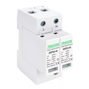   Dispozitiv de protecție împotriva supratensiunii Tracon cu cartuș înlocuibil, tip T2 AC 2P, ESPD2-40-2P