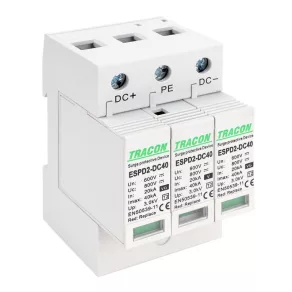   Dispozitiv de descărcare a supratensiunii cu cartuș înlocuibil, tip T2 DC, model ESPD2-DC40-600