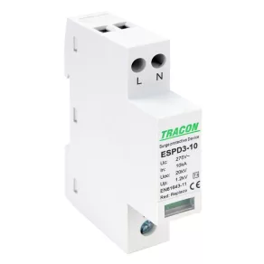   Dispozitiv de descărcare a supratensiunii Tracon, integrat, tip T3 AC, model ESPD3-10-2P