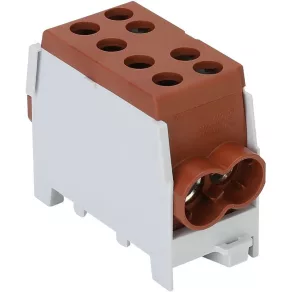   Conector de derivare pentru circuitul principal Tracon, montabil pe șină, maro, 6-35 mm², 125 A, FLECU-35-25-2B