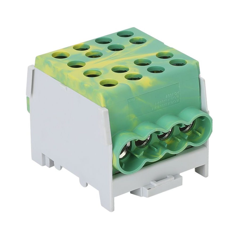 Tracon conector de derivație pentru circuit principal, montabil pe șină, verde/galben 6-35 mm2, 125 A FLECU-35-25-4ZS