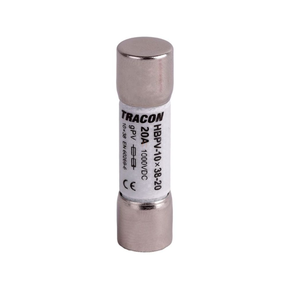 Hengeres biztosító 20A gPV 1000VDC, 10kA 10x38mm HBPV-10X38-20 Tracon
