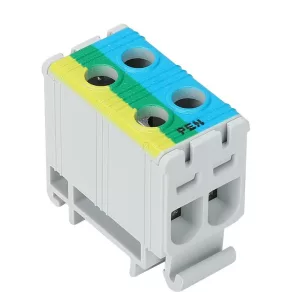   Conector de ramificație pentru circuitul principal, montabil pe șină, albastru-verde-galben, 1,5–16 mm², 85 A, FLEAL-16/2KZS Tracon