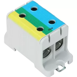   Conector de derivare pentru circuitul principal, montabil pe șină, albastru-verde-galben, 16–95 mm², 245 A, FLEAL-95/2KZS Tracon