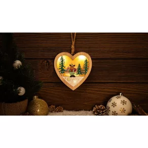   Decorațiune de Crăciun cu LED-uri pentru fereastră, cerb, inimă, alimentată cu baterii, temporizator 6+18 ore, 3 LED-uri, 3000K, 2xAAA CHRHH3WW