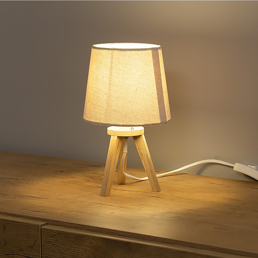 Lampa de masă cu trei picioare, culoare bej, 23 cm - Lychee Rábalux 2068, cu soclu 1xE14