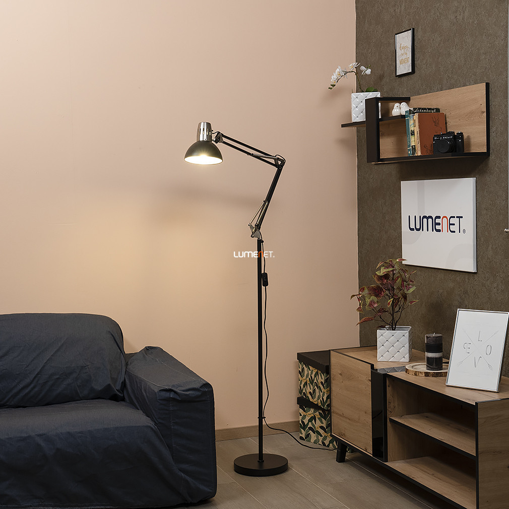 Lampa de podea în culoare neagră, reglabilă, 171 cm - Aristeo Rábalux 2196, cu soclu 1xE27
