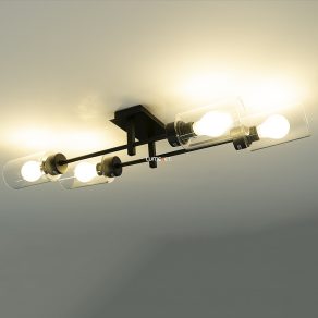   Lampă de tavan cu două brațe și 4 socluri, cu abajur din sticlă - Prudence Rábalux 2672