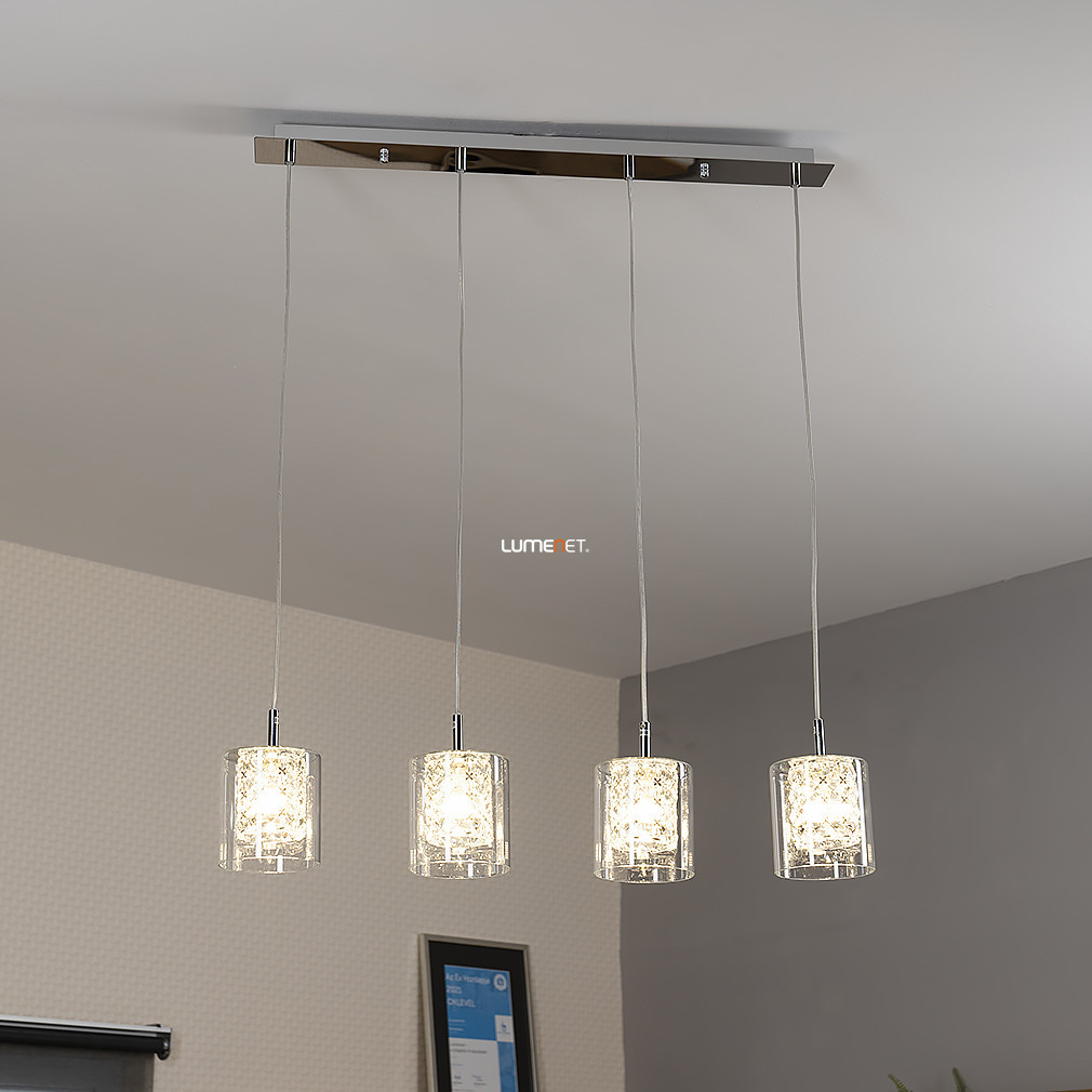 Lampa suspendată cu lanțuri de cristal, cilindrică din sticlă - Duchess Rábalux 3116