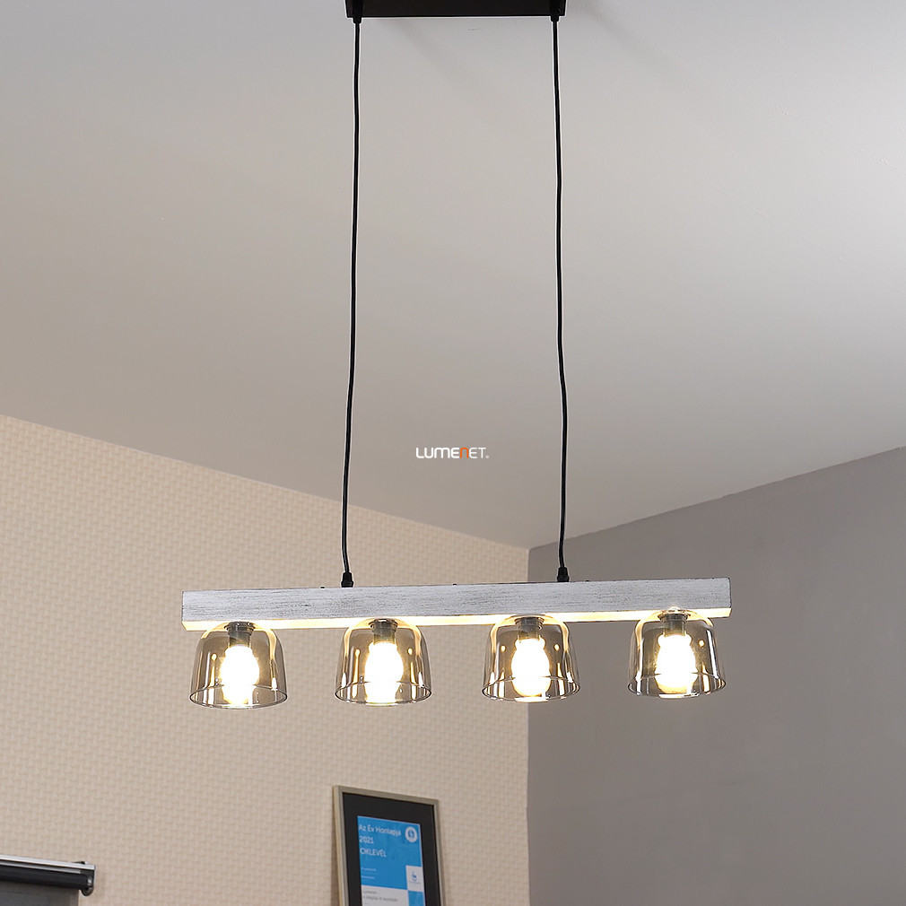 Lampa suspendată argintiu-stejar cu 4 becuri - Cardamom Rábalux 3120
