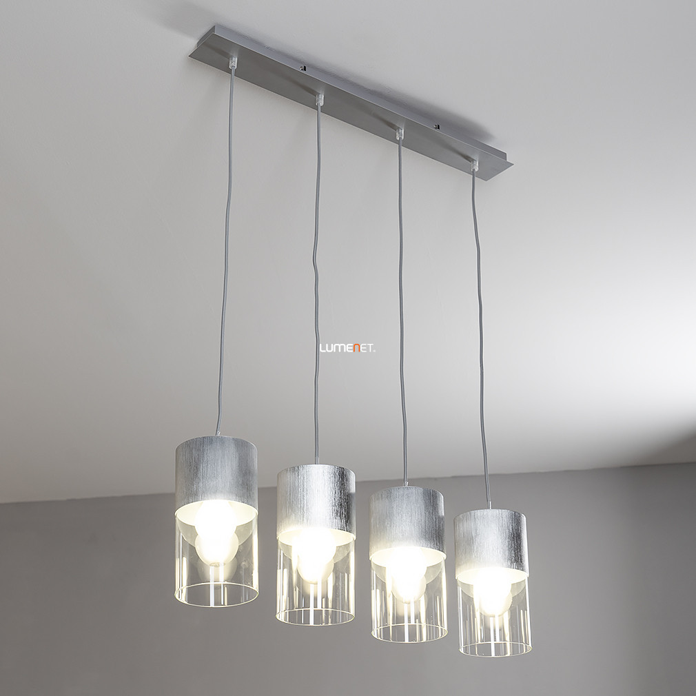 Lampa suspendată din argint cu 4 becuri - Zelkova Rábalux 3156