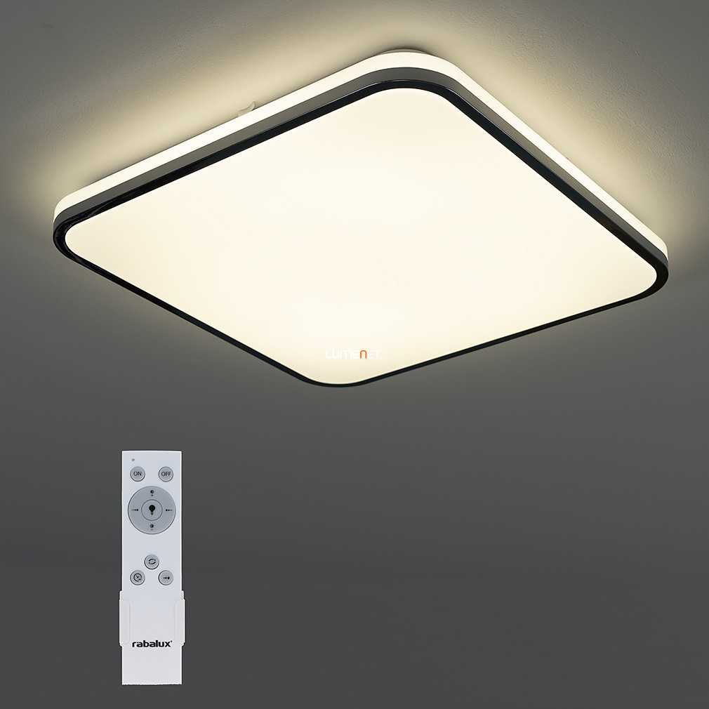 Lampa LED de tavan cu telecomandă, ramă neagră, 45x45 cm - Linden Rábalux 3479
