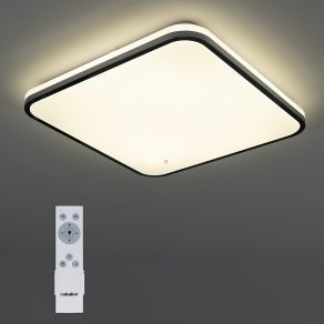   Lampă LED de tavan cu telecomandă, cu ramă neagră, 45x45 cm - Linden Rábalux 3479