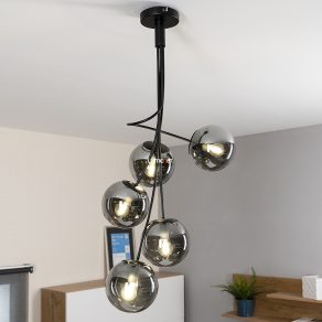   Lampă suspendată cu globuri din sticlă de culoare fumurie - Glory Rábalux 3508