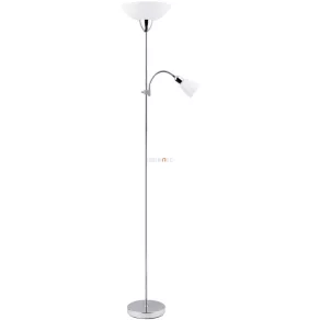   Lampă de tavan cu braț de citit, alb-crom, 178 cm - Diana Rábalux 4059, întrerupător pe cablu, sticlă, cu 1xE27+1xE14 socluri