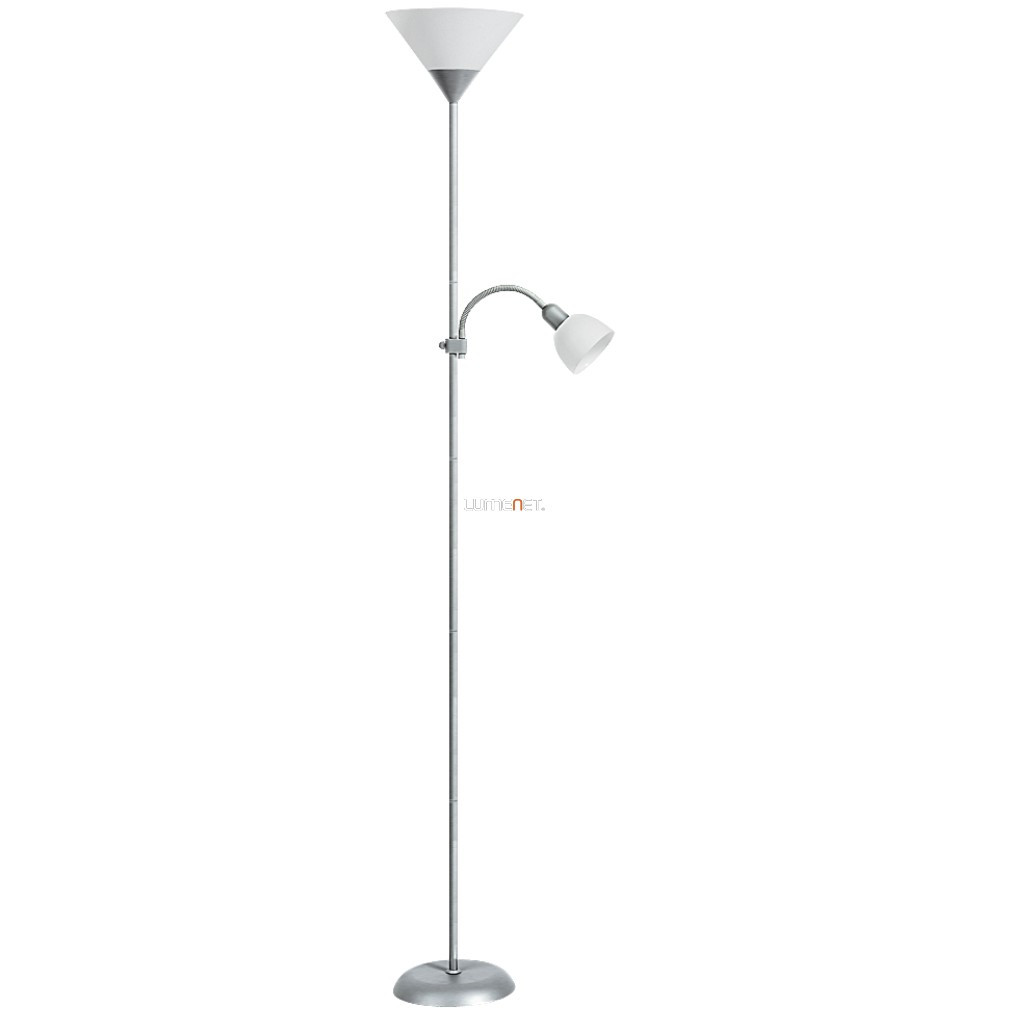 Lampa de tavan cu braț de lectură, argintiu-alb, 178 cm - Action Rábalux 4064, întrerupător cu șnur, 1xE27+1xE14 soclu
