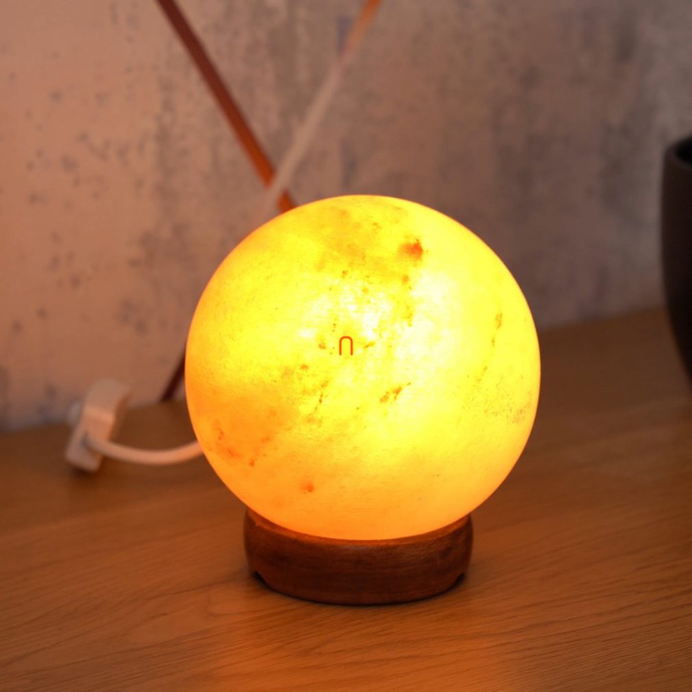 Lampa de sare, sferică, 12 cm - Ozone Rábalux 4093, cu soclu 1xE14