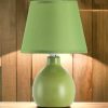Lampă de masă verde, ceramică, 28 cm - Ingrid Rábalux 4477, abajur din material textil, soclu 1xE14
