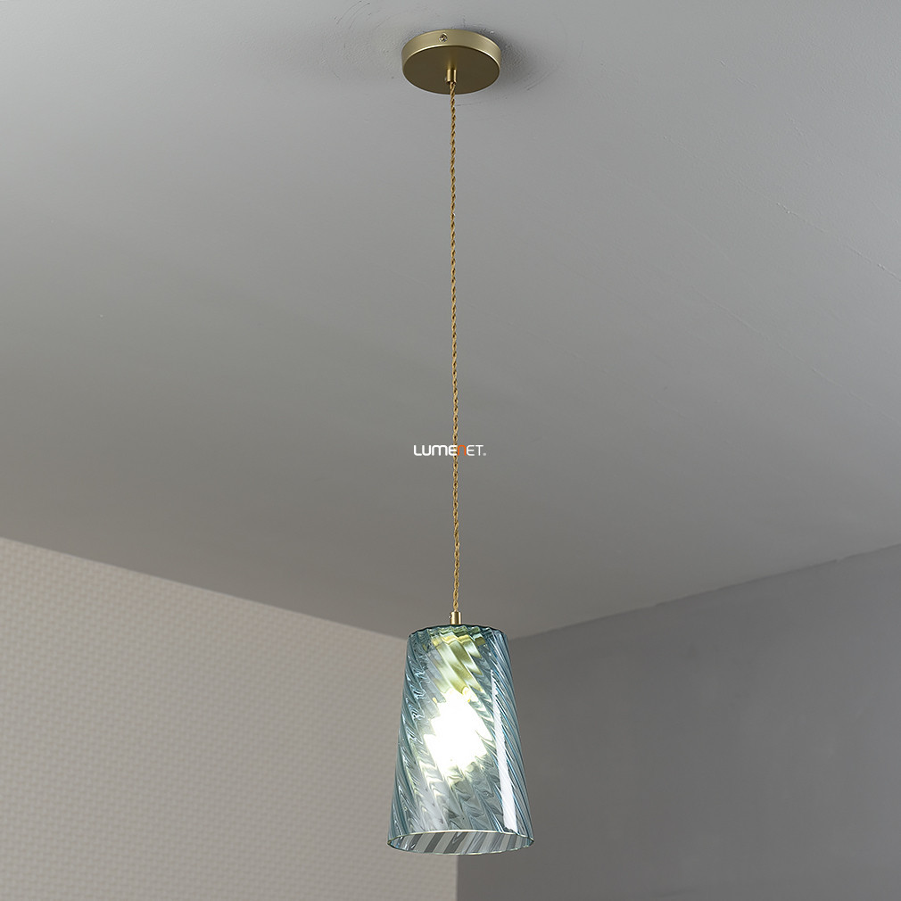 Lampa suspendată albastră cu cablu textil auriu - Azurine Rábalux 5226