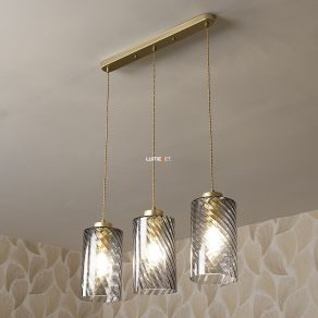   Lampă suspendată de culoare fumurie cu cablu textil auriu, 3 socluri - Sheila Rábalux 5229