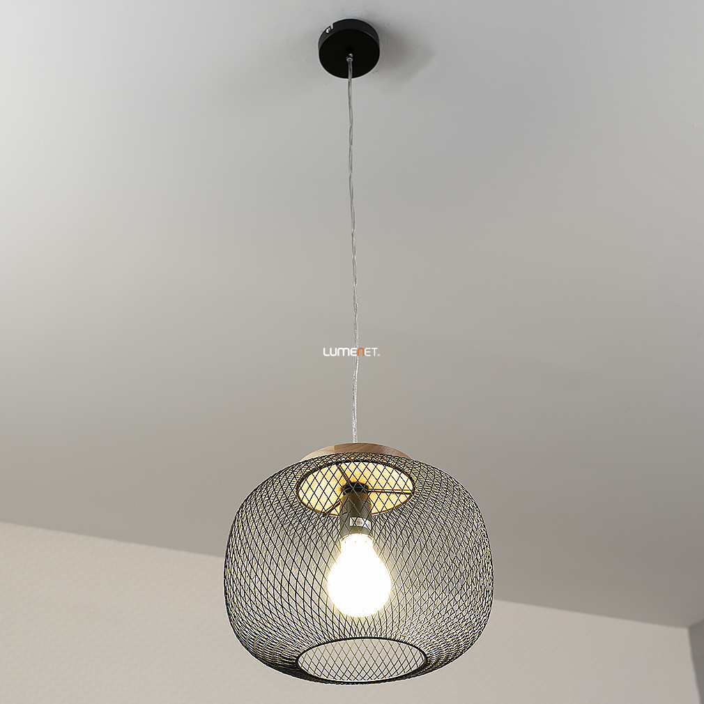 Lampa suspendată din plasă metalică, culoare neagră - Rupert Rábalux 5238
