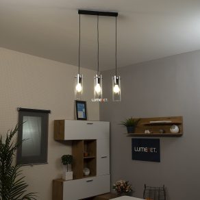   Lampă suspendată, abajur din sticlă, 3 socluri - Acantha Rábalux 5259