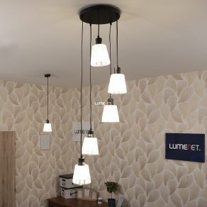   Lampă suspendată cu 5 socluri, sticlă cu model - Jarina Rábalux 5334