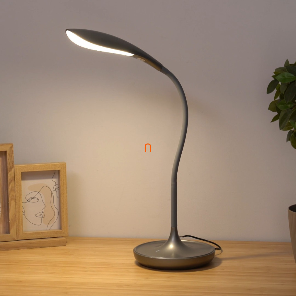 Lampa LED modernă pentru birou, culoare gri, 52 cm - Belmont Rábalux 6419, USB, 3000 K, 400 lm, 5 W