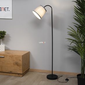   Lampă de podea gri cu abajur din material textil, 141 cm - Godric Rábalux 6639, întrerupător pe cablu, soclu 1xE27