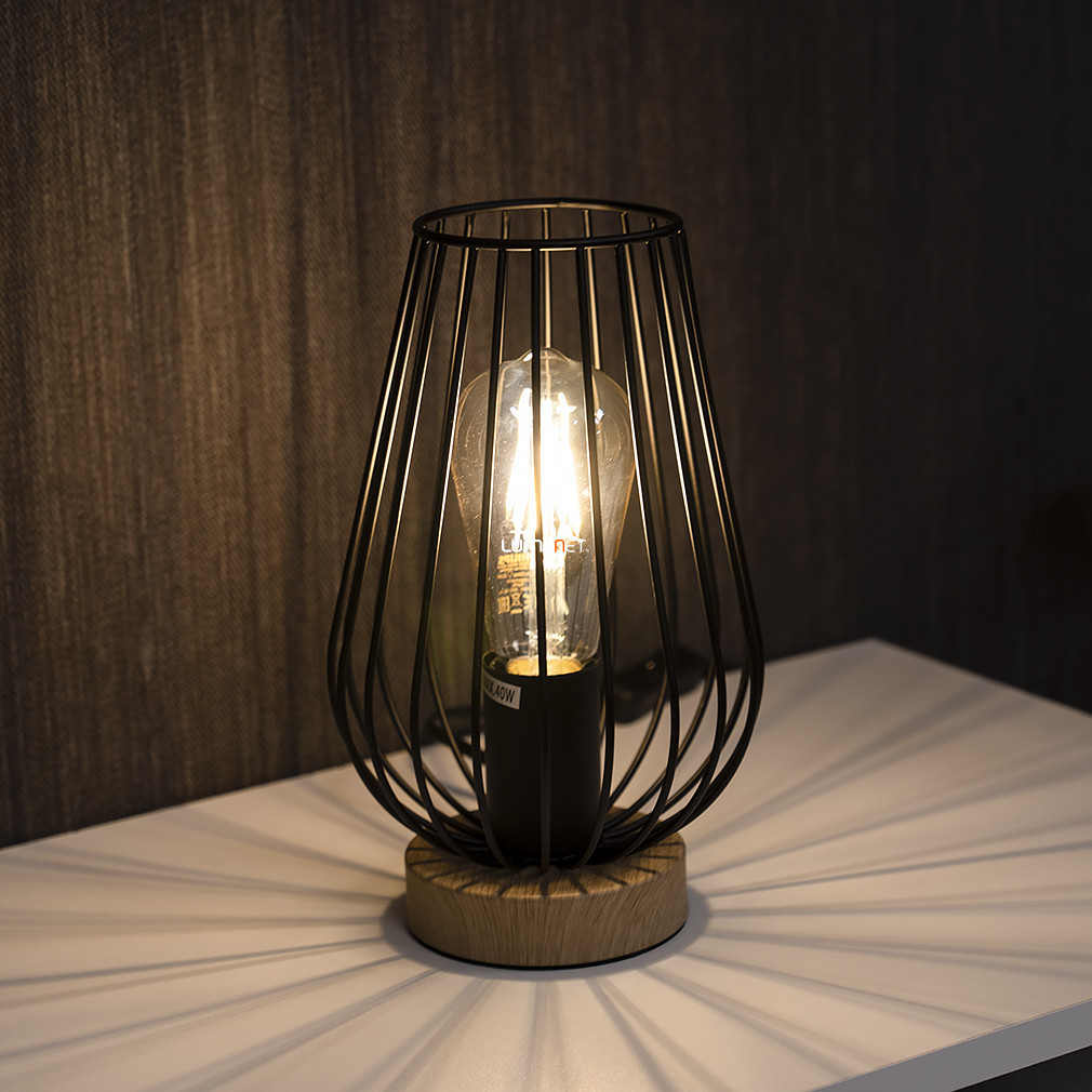 Lampa de masă cu lumină ambientală, 24 cm, grilă neagră - Gremio Rábalux 6915, cu soclu 1xE27