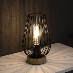   Lampă de masă, 24 cm, grilaj negru - Gremio Rábalux 6915, cu soclu 1xE27