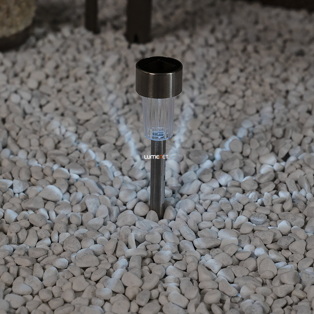 Lampa LED solara cu picior pentru înfipt în pământ, culoare argintiu - Solar Rábalux 8366
