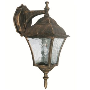   Lampă de perete pentru exterior, montată în partea superioară, culoare auriu antic - Toscana Rábalux 8391