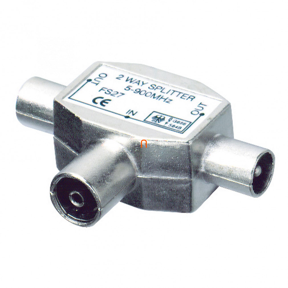 Splitter coaxial metalic, 1 mufă 2 fișe (27X)