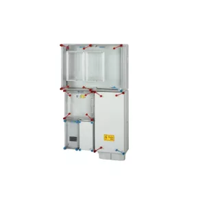   Dulap pentru contoare Hensel HB33K0F4-U, pentru contoare generale și de control monofazate sau trifazate, cu racord prin cablu subteran, cu 4 module de distribuție