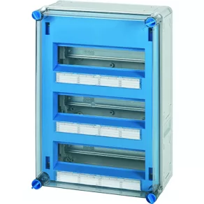   Distribuitor de siguranțe Hensel Mi 1336-CS pentru amenajarea unui punct de măsurare colectiv, cu distanțe de 3x12x18 mm