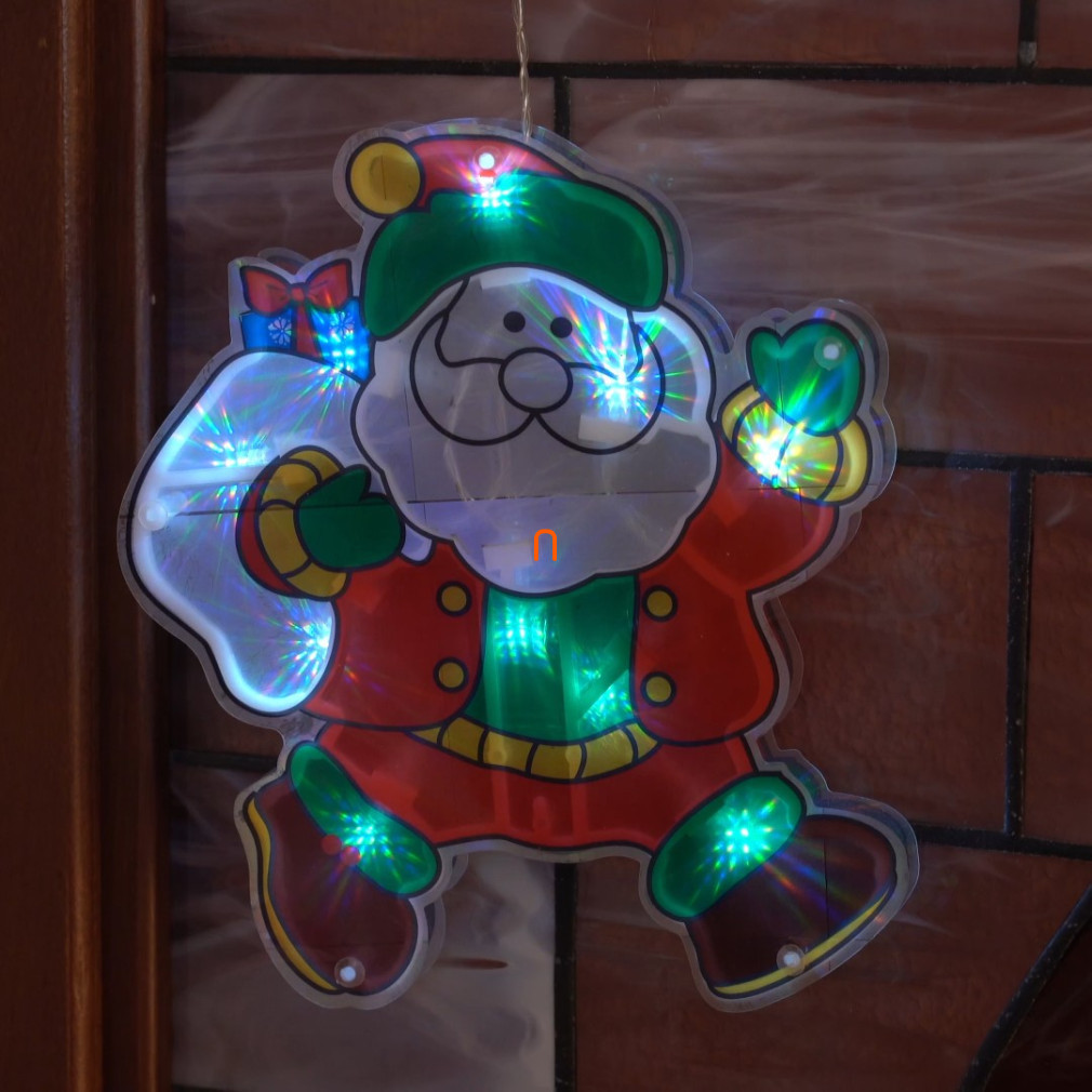 Decorație LED pentru fereastră, Moș Crăciun, 19 cm, 4,5 V