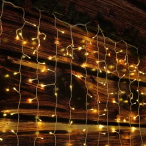   DL Combo șir de lumini de Crăciun pentru exterior, alb cald, 400 LED-uri, 2 m, fără adaptor de rețea