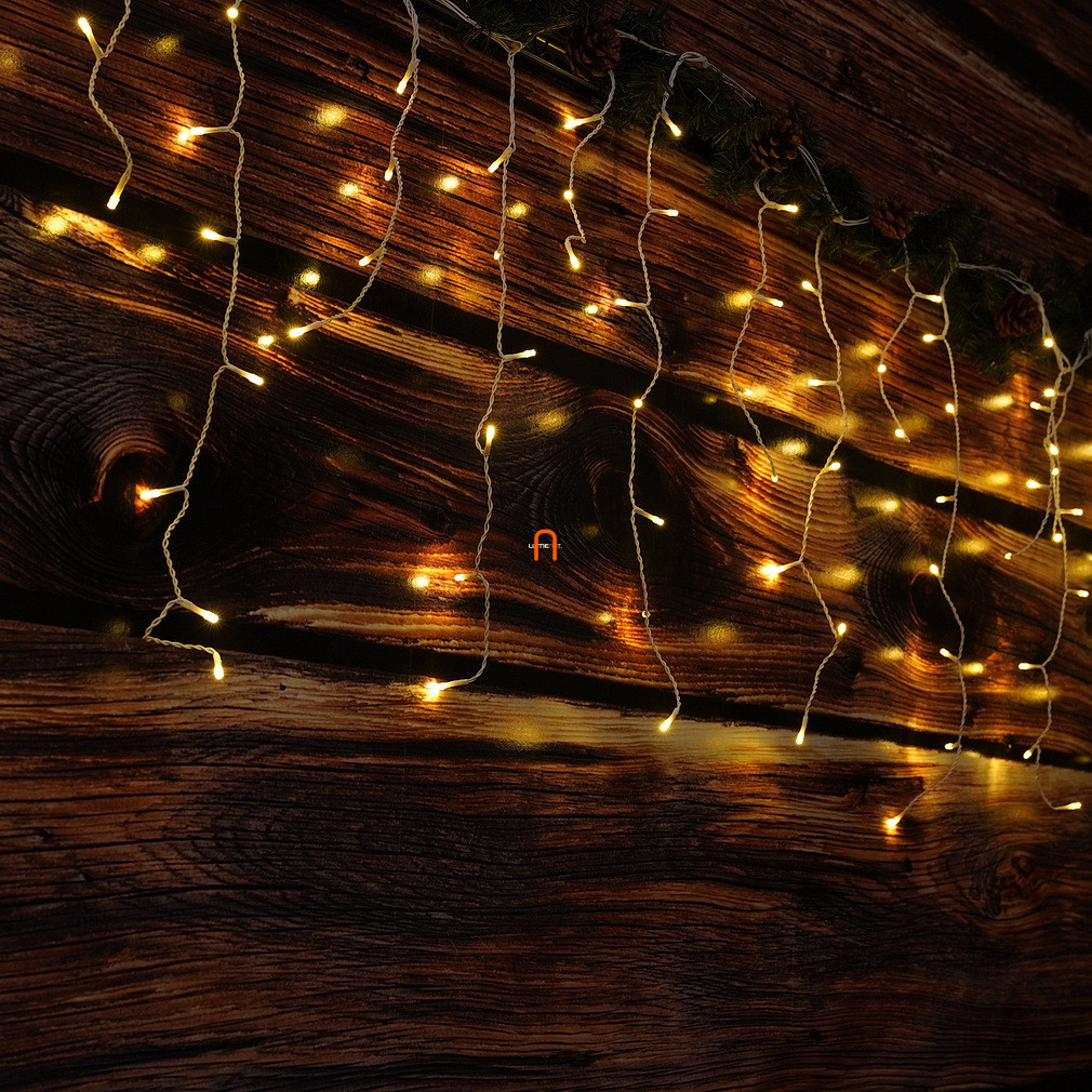 DL Combo exterior Christmas icicle light curtain, warm white, 5m, 200 pcs LED, without power adapter