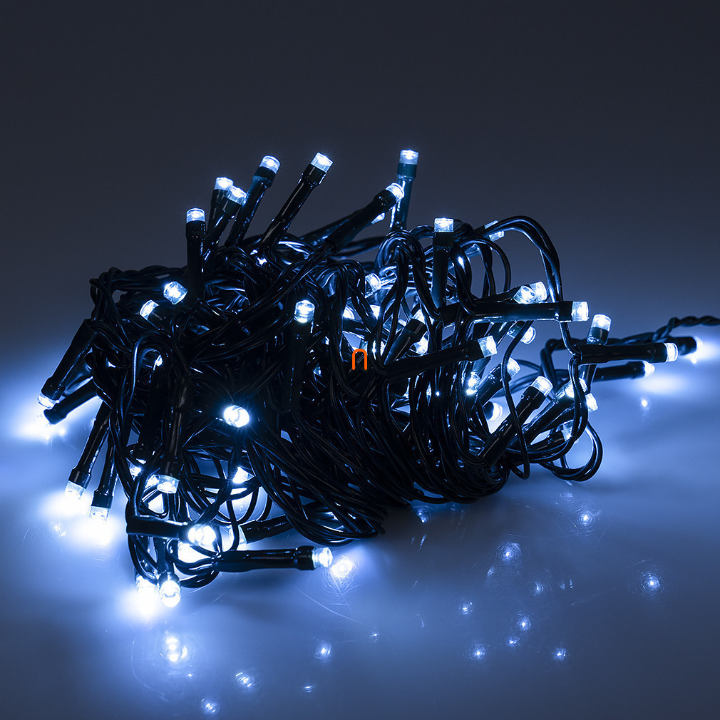 Ghirlanda luminoasă albă pentru exterior, 8 programe, 100 LED-uri, cu adaptor